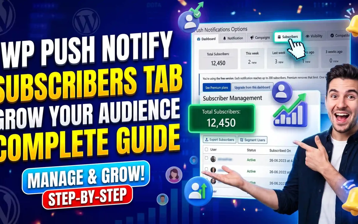 WP Push Notify Subscribers Tab Guide: Manage, Export, Import and Back Up Your List