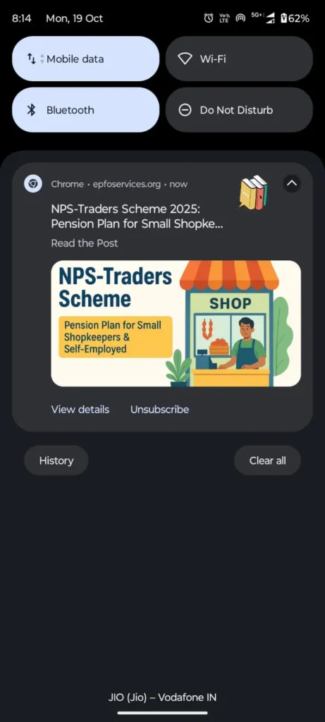 Website push notifications on mobile devices